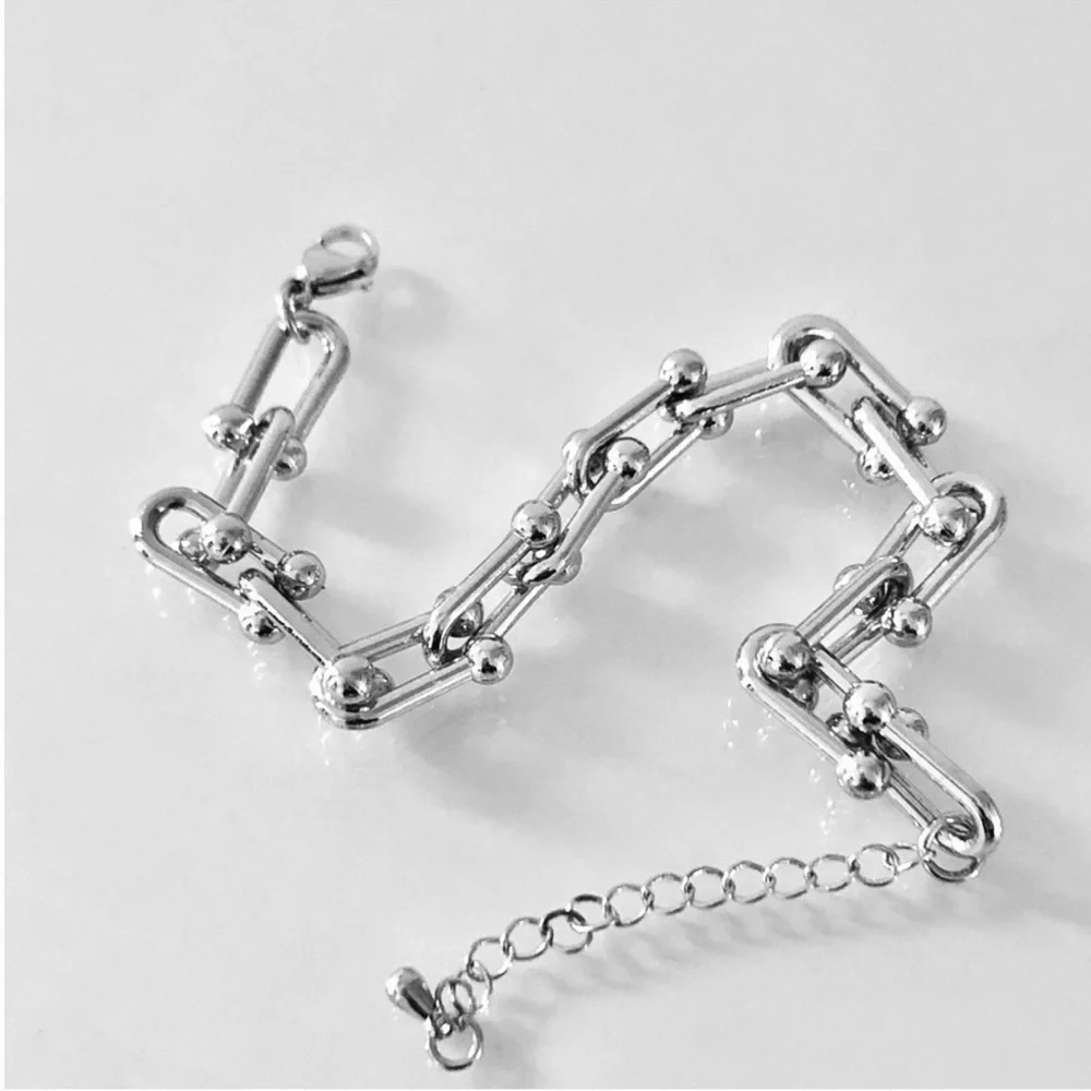Silver Hardwear Small U Link Bracelet